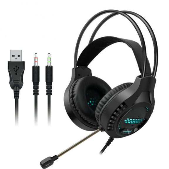 Smailwolf AK3 Headset Game Headphones Wired Luminous Desktop Computer Headset, Style: 3.5mm Double Plug