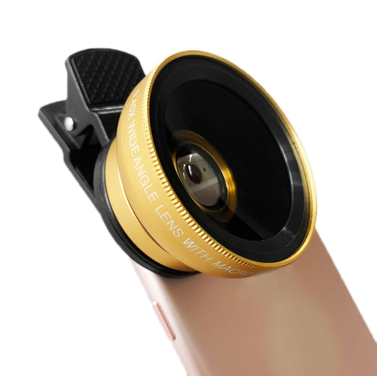 2 PCS 0.45X Ultra-Wide-Angle Macro Combination Mobile Phone External Lens With Clip(Gold) - free shipping - PMC Jewellery - Order now!