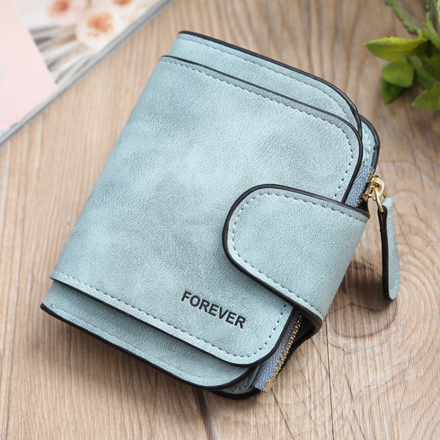 Vintage Nubuck Leather Ladies Wallet Short Type Multi-Card Coin Purse Clutch(Green)