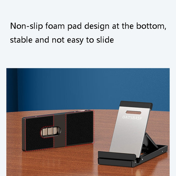 Oatsbasf 03637 Aluminum Alloy Mobile Phone Bracket Desktop Folding Portable Metal Rack(Black)