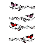 2 Pairs R729 Butterfly Flower Car Sticker Butterfly Love Flower Personality Engine Cover Body Decorative Sticker(Red)