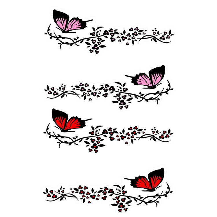 2 Pairs R729 Butterfly Flower Car Sticker Butterfly Love Flower Personality Engine Cover Body Decorative Sticker(Red)