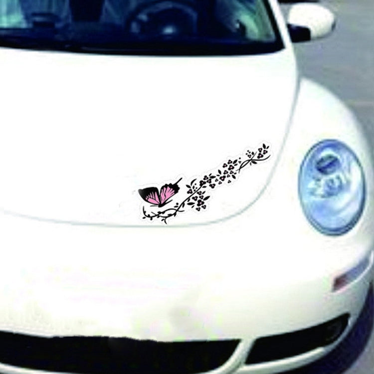 2 Pairs R729 Butterfly Flower Car Sticker Butterfly Love Flower Personality Engine Cover Body Decorative Sticker(Red)
