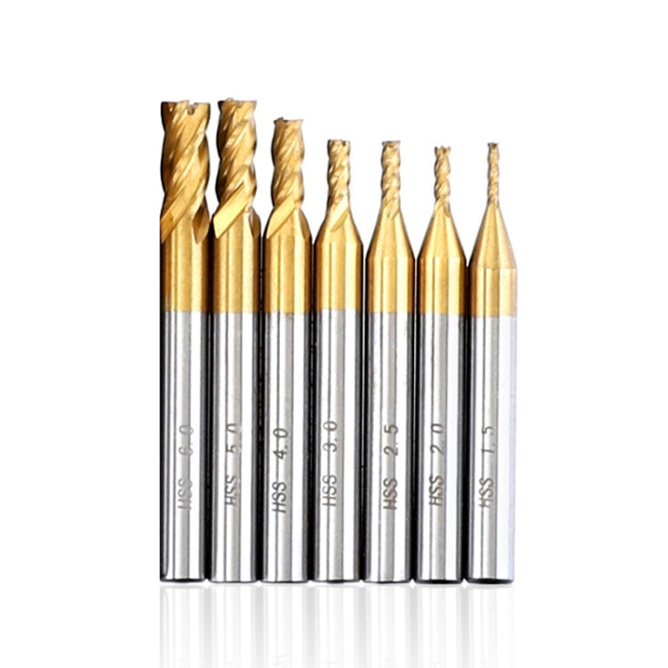 7 PCS/Set High-Speed Steel And Aluminum End Face Milling Cutter With Straight Shank Titanium-Plated Milling Cutter - Others by PMC TechLife | Online Shopping South Africa | PMC TechLife