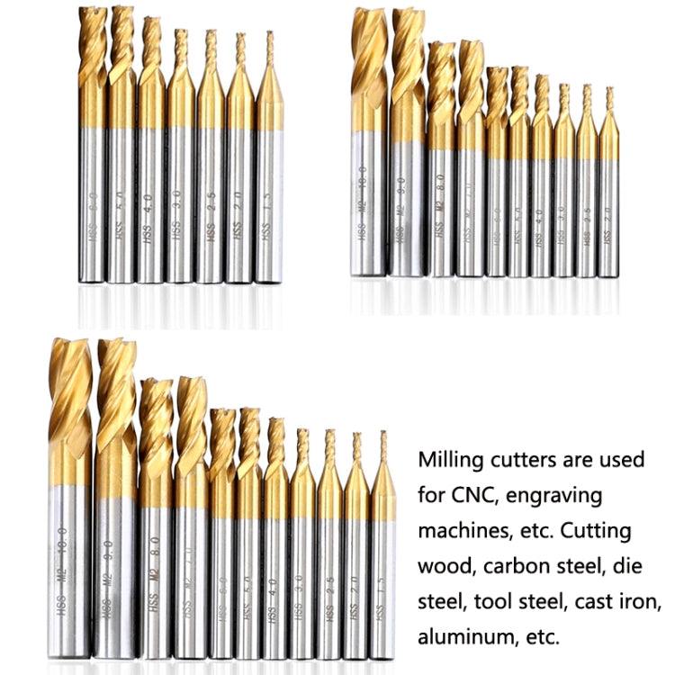 7 PCS/Set High-Speed Steel And Aluminum End Face Milling Cutter With Straight Shank Titanium-Plated Milling Cutter - Others by PMC TechLife | Online Shopping South Africa | PMC TechLife