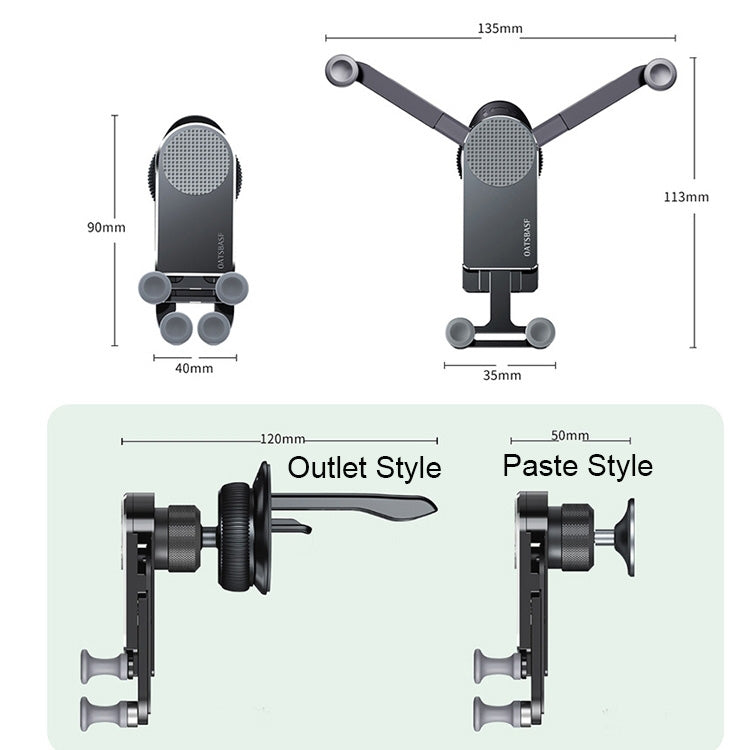 Oatsbasf Car Gravity Metal Bracket Scalable and Stable Mobile Phone Bracket Folding Screen Mobile Phone Exclusive Car Bracket(Paste Black)