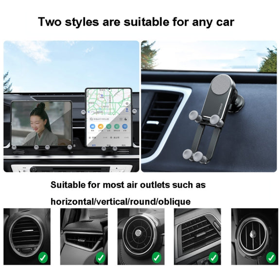 Oatsbasf Car Gravity Metal Bracket Scalable and Stable Mobile Phone Bracket Folding Screen Mobile Phone Exclusive Car Bracket(Outlet Silver)