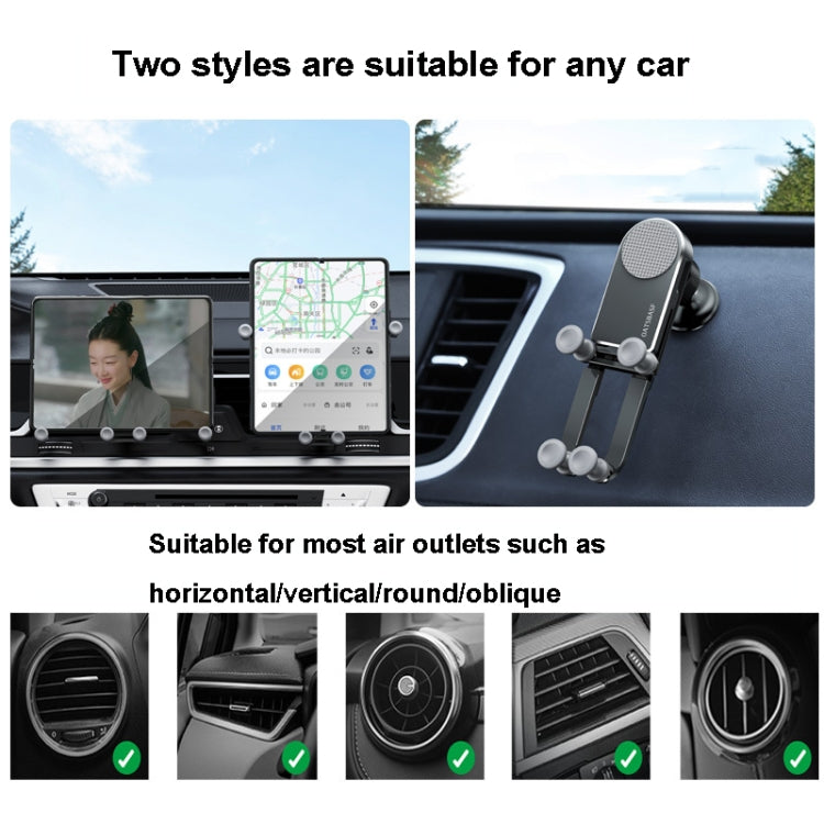 Oatsbasf Car Gravity Metal Bracket Scalable and Stable Mobile Phone Bracket Folding Screen Mobile Phone Exclusive Car Bracket(Paste Black)