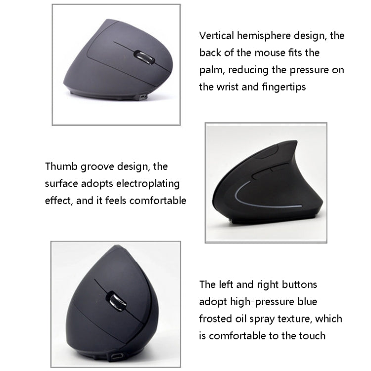 JS-5D 6 Keys 2.4G Ergonomic Vertical Mouse Cross-Border Wireless Charging Mouse(Wireless Charging Type) - Wireless Mice by PMC TechLife | Online Shopping South Africa | PMC TechLife