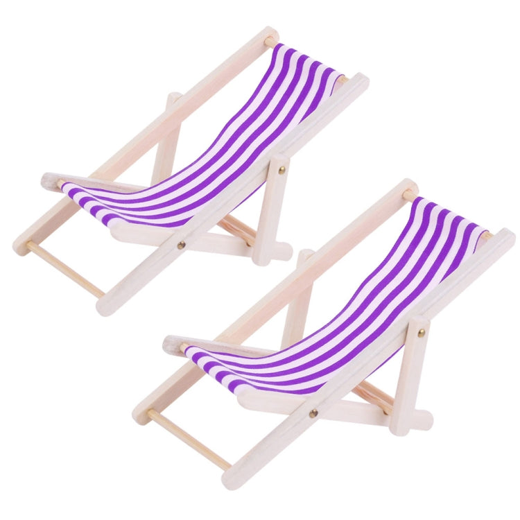 2 PCS 1:12 Beach Lounge Chair Simulation Model Outdoor Beach Scene Shooting Props Can Be Folded(Purple) - Other Props by PMC TechLife | Online Shopping South Africa | PMC TechLife