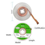 4 PCS Silk Wire Deficiency Tin With Low Residue Strip BGA To Remove Tin Welding Strip Electronic Maintenance Welding Material, Model: CP-3015 3.0mm x 1.5m