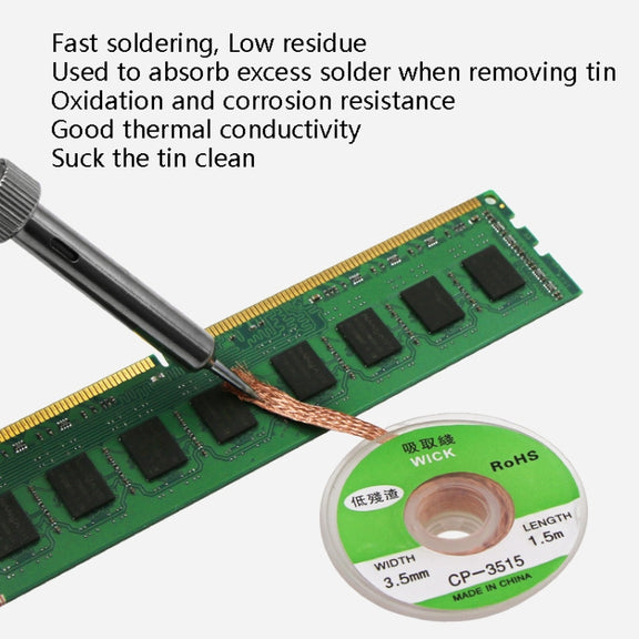 4 PCS Silk Wire Deficiency Tin With Low Residue Strip BGA To Remove Tin Welding Strip Electronic Maintenance Welding Material, Model: CP-3015 3.0mm x 1.5m