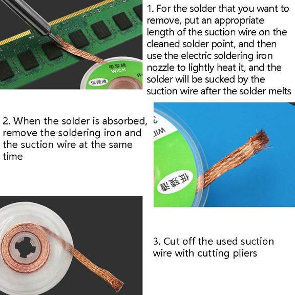 4 PCS Silk Wire Deficiency Tin With Low Residue Strip BGA To Remove Tin Welding Strip Electronic Maintenance Welding Material, Model: CP-3015 3.0mm x 1.5m