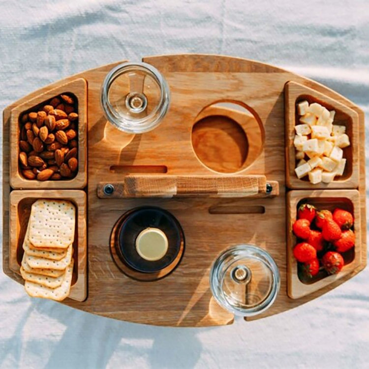 Portable Picnic Wooden Wine Glass Holder Detachable Wine Table(Wood Color) - Outdoor Folding Tables by PMC TechLife | Online Shopping South Africa | PMC TechLife