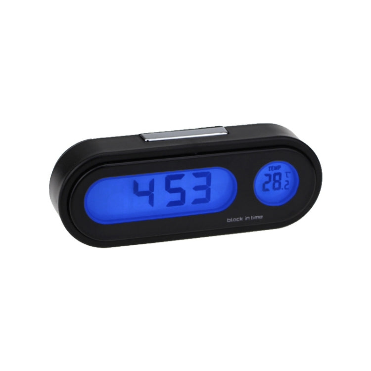K02 Car Electronic Clock Temperature Meter Night Light LED Temperature Time Meter(Black Blue Light) - Clocks & Car Meters by PMC TechLife | Online Shopping South Africa | PMC TechLife