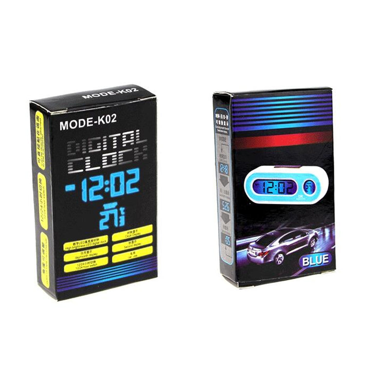 K02 Car Electronic Clock Temperature Meter Night Light LED Temperature Time Meter(Black Blue Light) - Clocks & Car Meters by PMC TechLife | Online Shopping South Africa | PMC TechLife