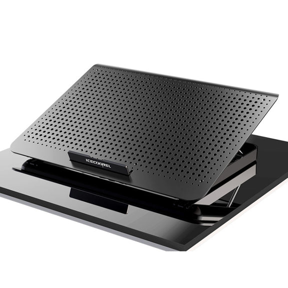 ICE COOREL Laptop Aluminum Alloy Radiator Fan Silent Notebook Cooling Bracket, Colour: Six-Fan Tungsten Gold Black
