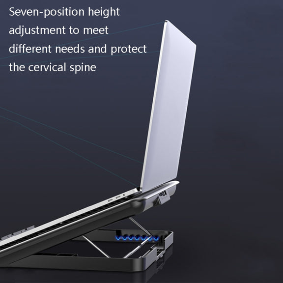 ICE COOREL Laptop Aluminum Alloy Radiator Fan Silent Notebook Cooling Bracket, Colour: Six-Fan Tungsten Gold Black