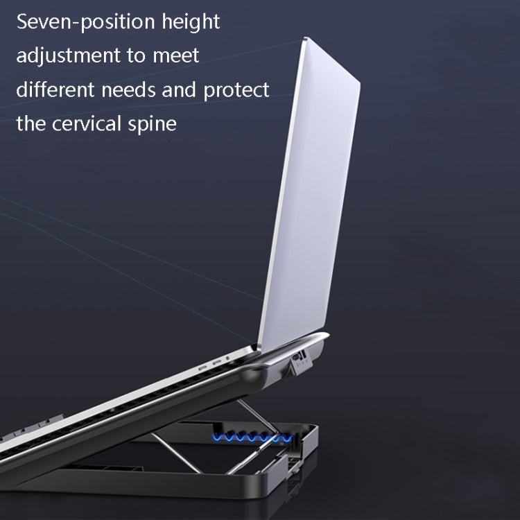 ICE COOREL Laptop Aluminum Alloy Radiator Fan Silent Notebook Cooling Bracket, Colour: Six-Fan Tungsten Gold Black