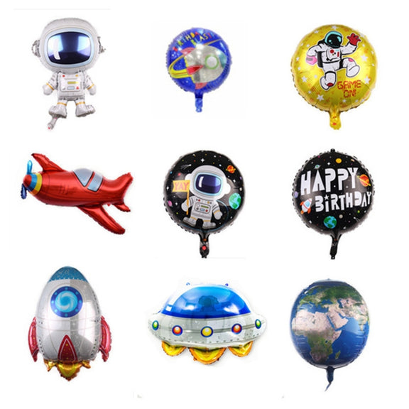 10 PCS Space Aluminum Film Balloon Children Decorate Birthday Party Decoration Balloons,Style: Space Rocket