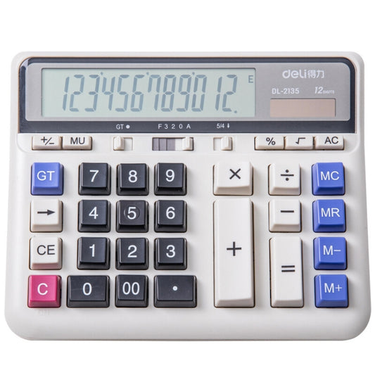 Deli 2135 Computer Keyboard Calculator Big Button Bank Office Finance Accounting Solar Calculator(White) - free shipping - PMC Jewellery - Order now!