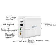 RAEYY D80 Bluetooth Adapter Audio Receiver Support 2.1A Dual USB Fast Charge, US Plug