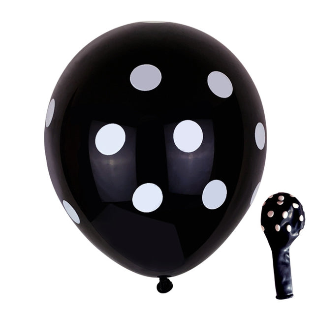 100 PCS FY-10280 12 Inch Dot Party Decorative Balloon Wedding Scene Arrangement Latex Balloon(Black White Dot)
