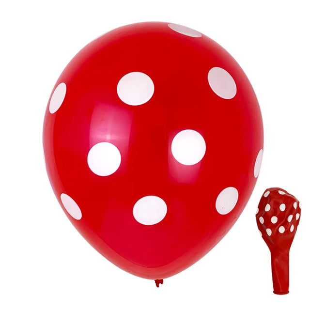 100 PCS FY-10280 12 Inch Dot Party Decorative Balloon Wedding Scene Arrangement Latex Balloon(Red White Dot)
