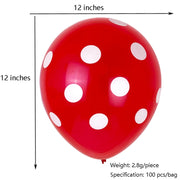 100 PCS FY-10280 12 Inch Dot Party Decorative Balloon Wedding Scene Arrangement Latex Balloon(Rose Red White Dot)