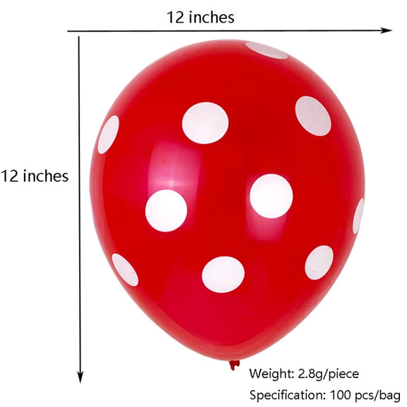 100 PCS FY-10280 12 Inch Dot Party Decorative Balloon Wedding Scene Arrangement Latex Balloon(Rose Red White Dot)
