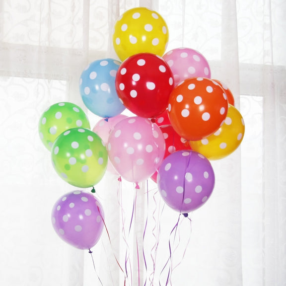 100 PCS FY-10280 12 Inch Dot Party Decorative Balloon Wedding Scene Arrangement Latex Balloon(Rose Red White Dot)