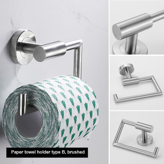 304 Stainless Steel With Grooved Bathroom Pendant Bathroom Shelf,Style: Paper Towel Holder  B