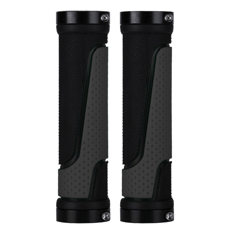2 Pairs BG-0404 Bicycle Rubber Handle Cover The Mountain Bike Bilateral Lock Dead Anti-Slip Handle Cover(Grey) - Bicycle Grips by PMC TechLife | Online Shopping South Africa | PMC TechLife