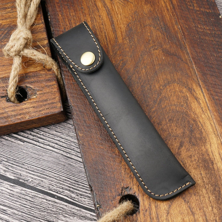 Pen Bag Personality Retro Pure Handmade First Layer Leather Pen Case Protective Cover(Carved Skin Black) - Pen Holder by PMC TechLife | Online Shopping South Africa | PMC TechLife