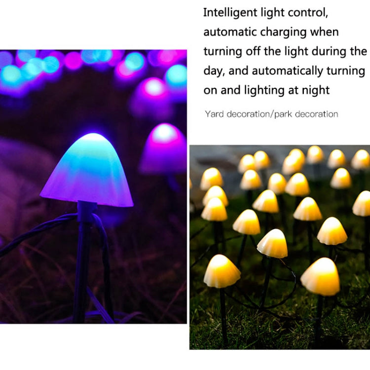 3.8m 10 LEDs Solar Mushroom Lawn Light Outdoor Water-resistant Garden Villa Landscape Decorative String Lights(Warm White Light)