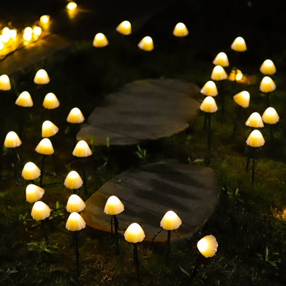 5m 20 LEDs Solar Mushroom Lawn Light Outdoor Water-resistant Garden Villa Landscape Decorative String Lights(Warm White Light)