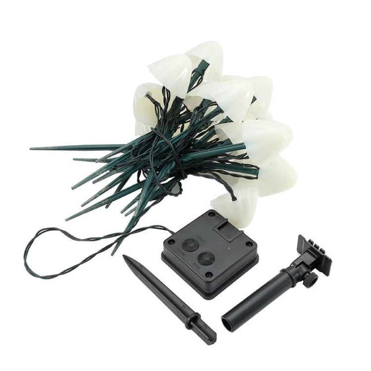 5m 20 LEDs Solar Mushroom Lawn Light Outdoor Water-resistant Garden Villa Landscape Decorative String Lights(Warm White Light)