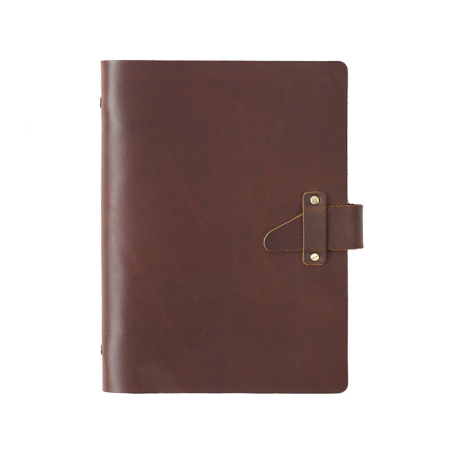 A5 Cowhide Retro Loose-Leaf Notebook Diary Office Business Simple Notepad Crazy Horse Leather Handbook( Brown)