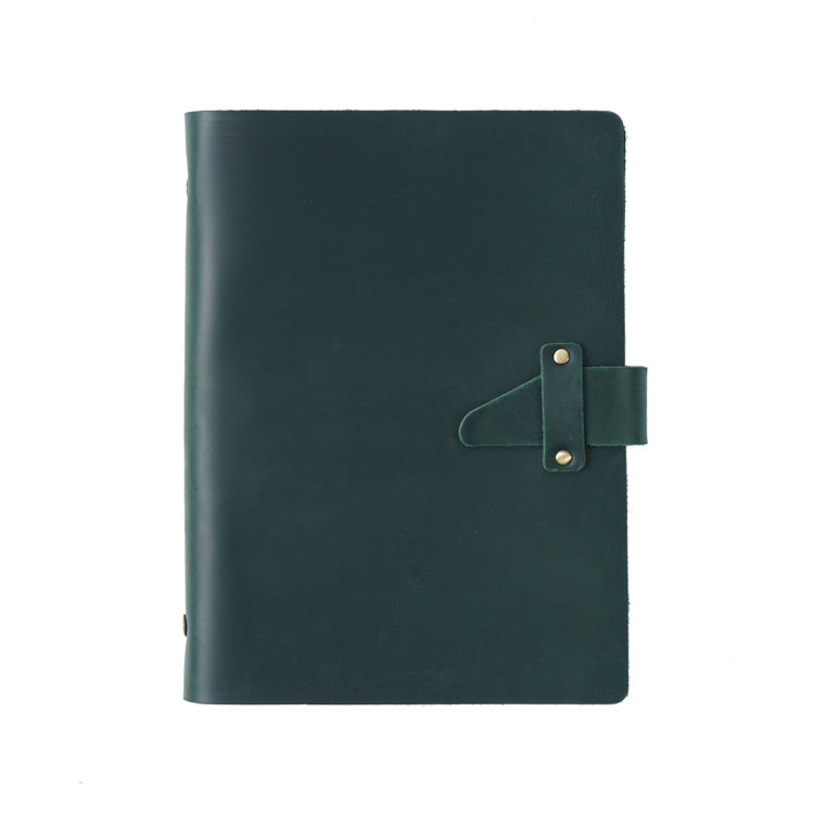 A5 Cowhide Retro Loose-Leaf Notebook Diary Office Business Simple Notepad Crazy Horse Leather Handbook(Ink Green) - Notebooks by PMC TechLife | Online Shopping South Africa | PMC TechLife