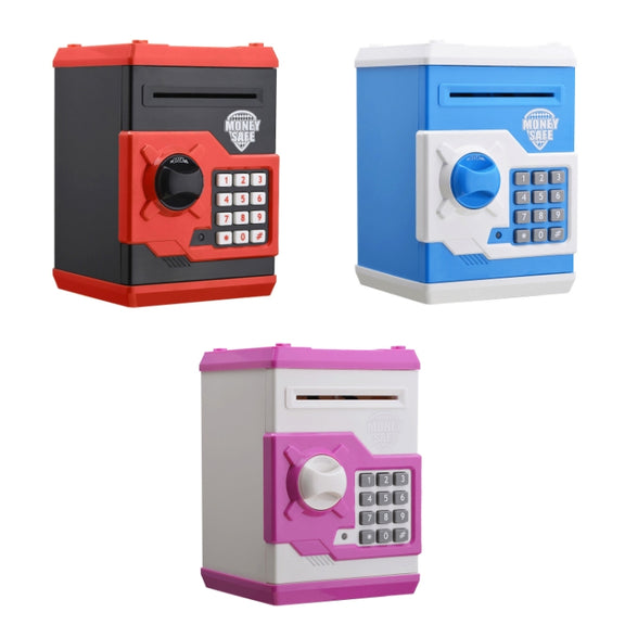 Password Safe Deposit Box Children Automatic Savings ATM Machine Toy, Colour: White Blue