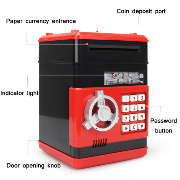 Password Safe Deposit Box Children Automatic Savings ATM Machine Toy, Colour: White Blue