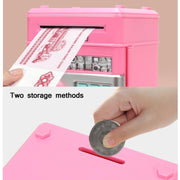 Password Safe Deposit Box Children Automatic Savings ATM Machine Toy, Colour: White Blue