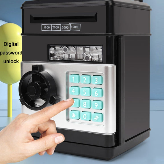 Password Safe Deposit Box Children Automatic Savings ATM Machine Toy, Colour: White Blue