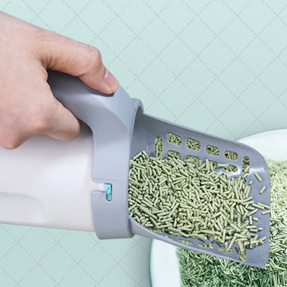 All-In-One Cat Litter Scoop Pet Toilet Picker Removable Portable Plastic Scoop(Gray White)