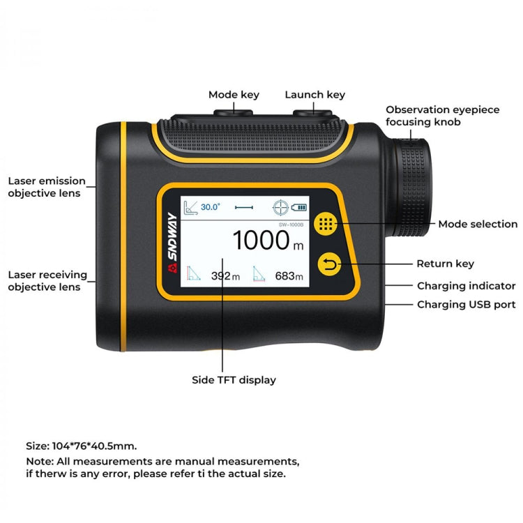 SNDWAY Rangefinder Instrument Outdoor Telescope Golf Measuring Instrument, Model: SW1500B 1500m - free shipping - PMC TechLife - Order now!