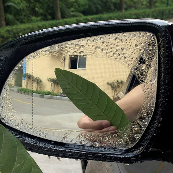 2pcs /Set Rainproof Anti-Fog And Anti-Reflective Film For Car Rearview Mirror Round 95mm(Transparent)