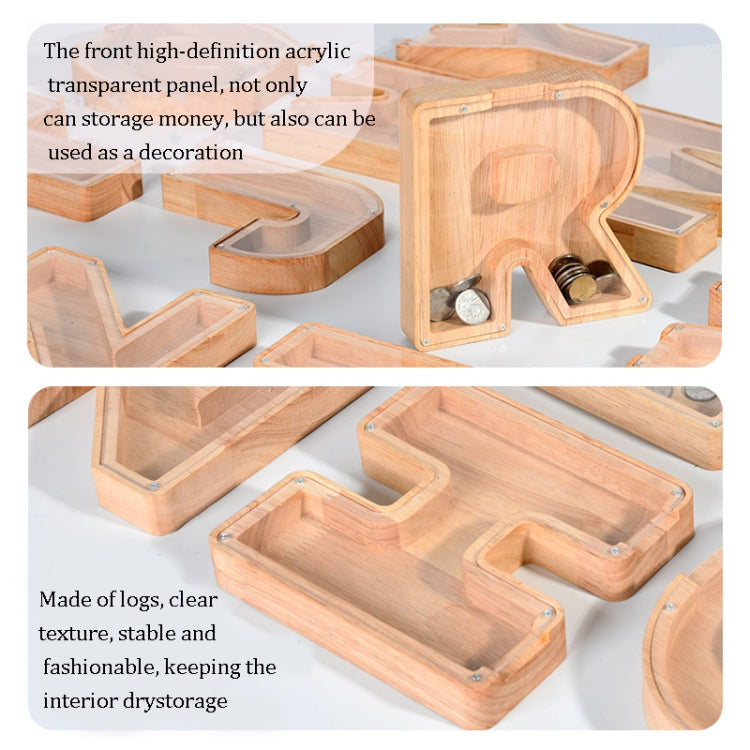 Wooden English Alphabet Piggy Bank Transparent Acrylic Piggy Bank(M) - free shipping - PMC TechLife - Order now!
