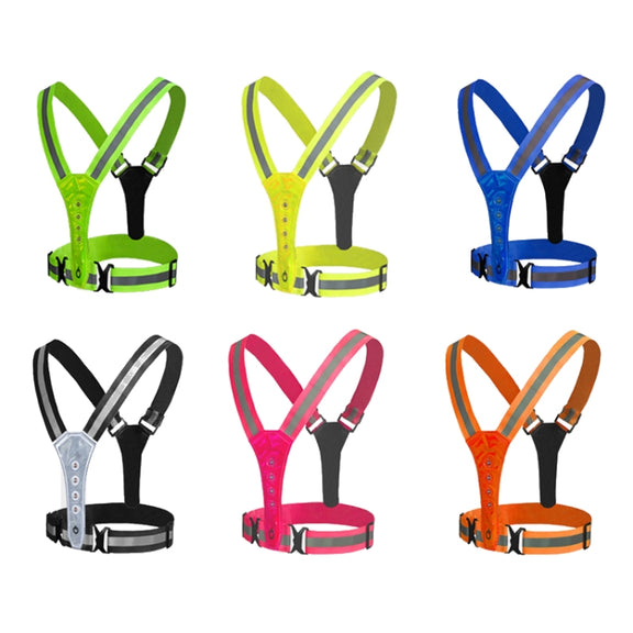 LED Reflective Vest High Stretch Outdoor Reflective Vest Traffic Safety Reflective Clothing(Orange)