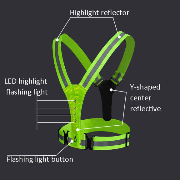 LED Reflective Vest High Stretch Outdoor Reflective Vest Traffic Safety Reflective Clothing(Orange)