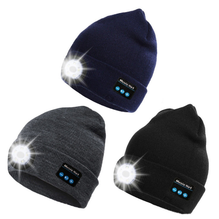 M1-BL LED Glowing Bluetooth Music Hat Wireless Call Night Running Hat(Navy)